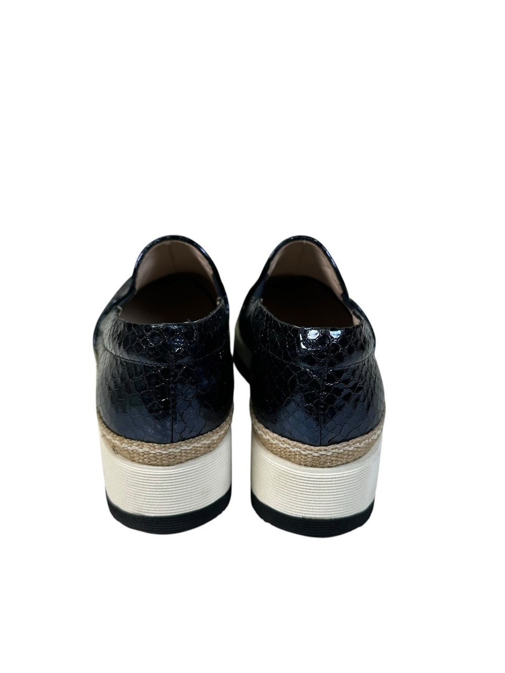 Pons Quintana 6006 Lyon Platform Loafers Pewter Blue Metallic Woven Wmns Size 37 - Picture 6 of 12